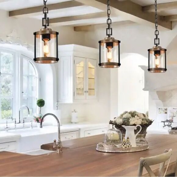 The Gray Barn Modern Farmhouse Cylinder Pendant (1) Seeded Glass Pendant Light - Picture 1 of 8